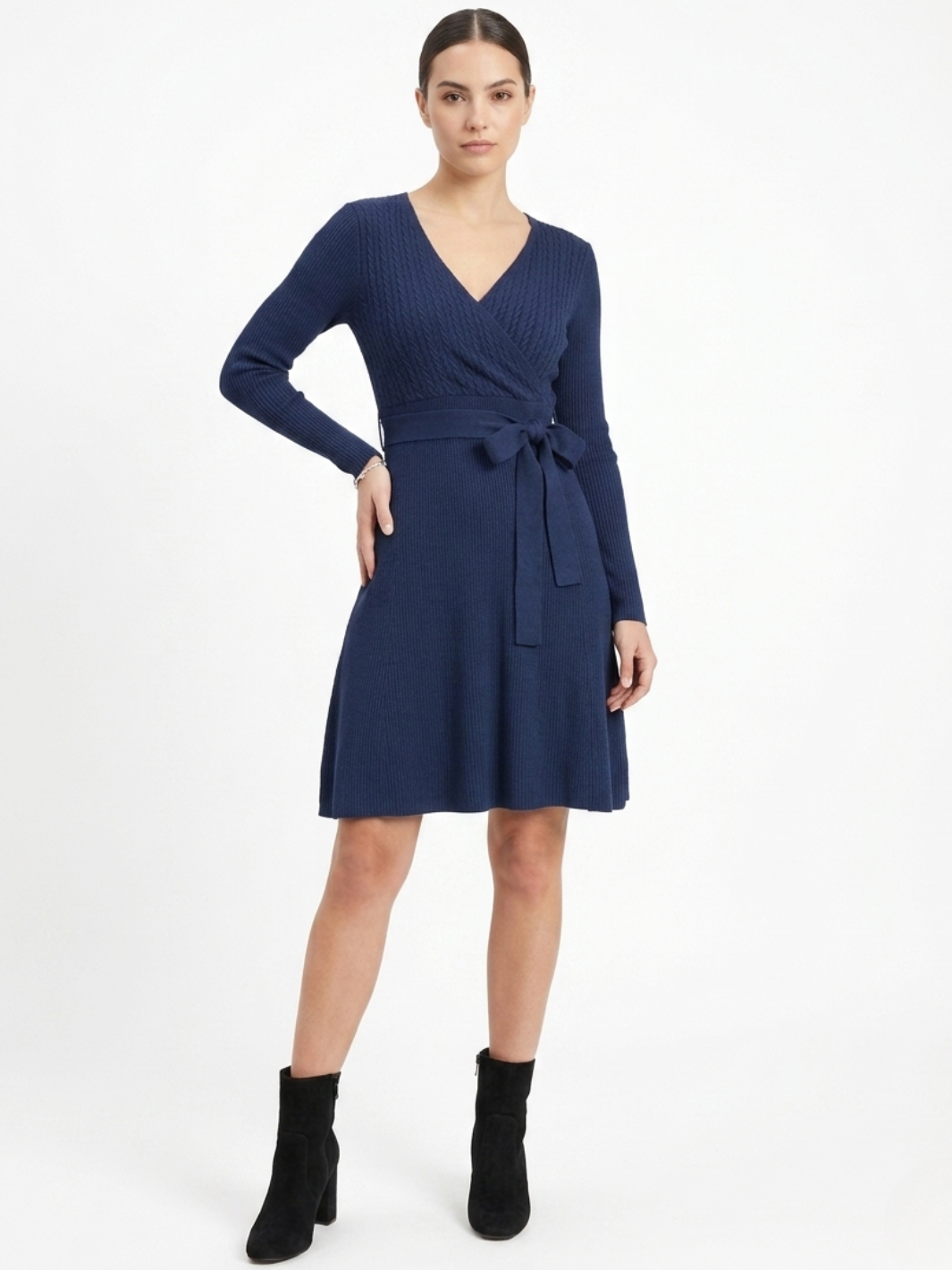 VESTIDO TEJIDO EN CORTE A PALOMA AZUL