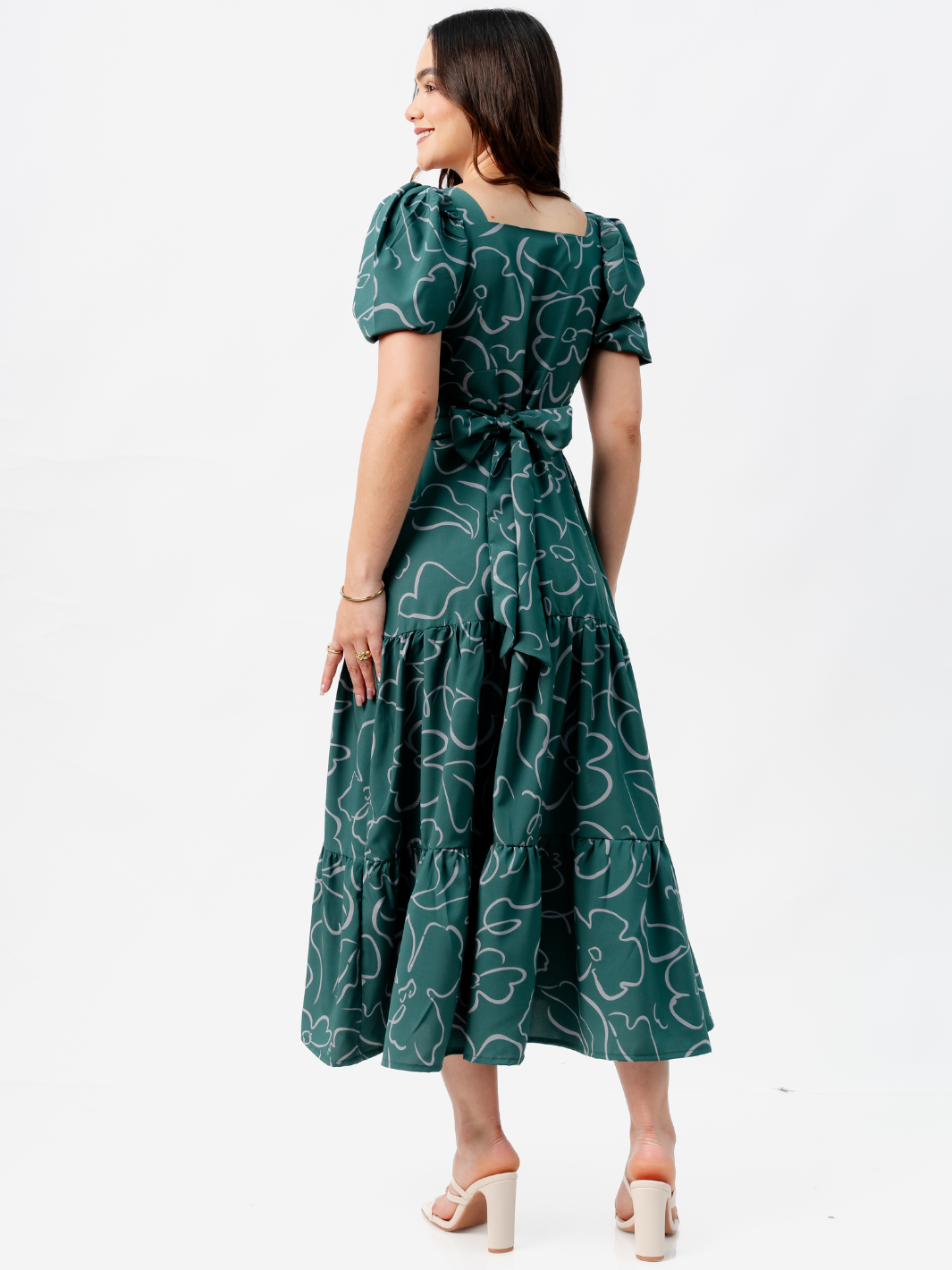 VESTIDO CASUAL LARGO CON LAZO TILZA VERDE