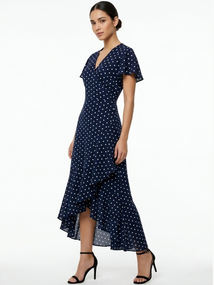 VESTIDO ENVOLVENTE JULIETA AZUL POLKA DOTS