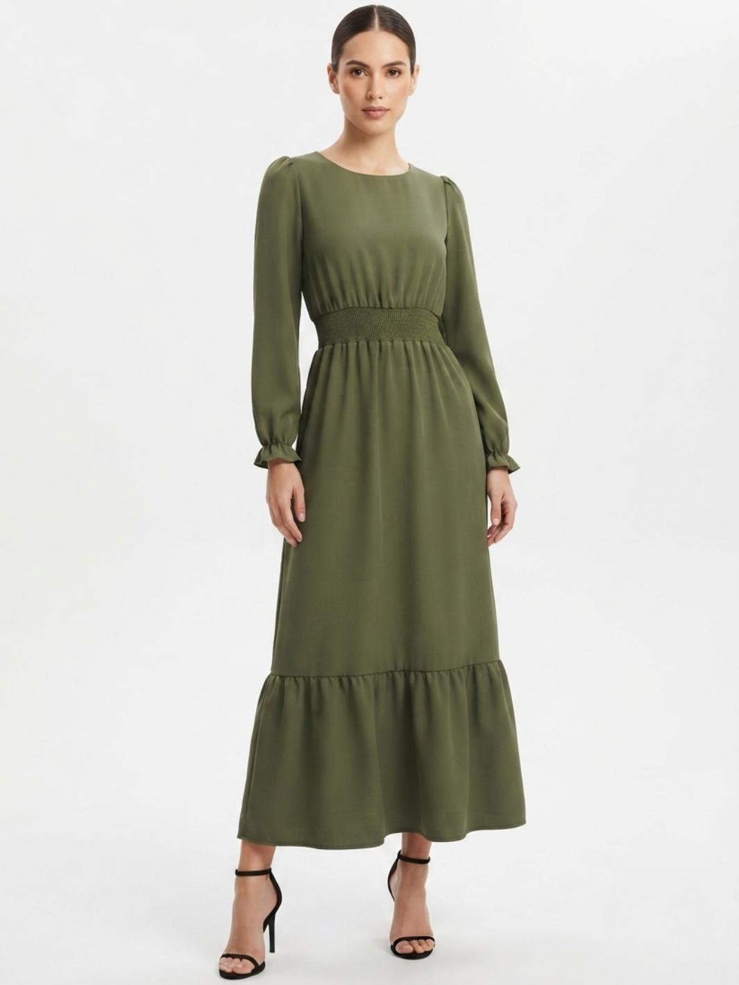 VESTIDO CASUAL MANGA LARGA SUMI VERDE