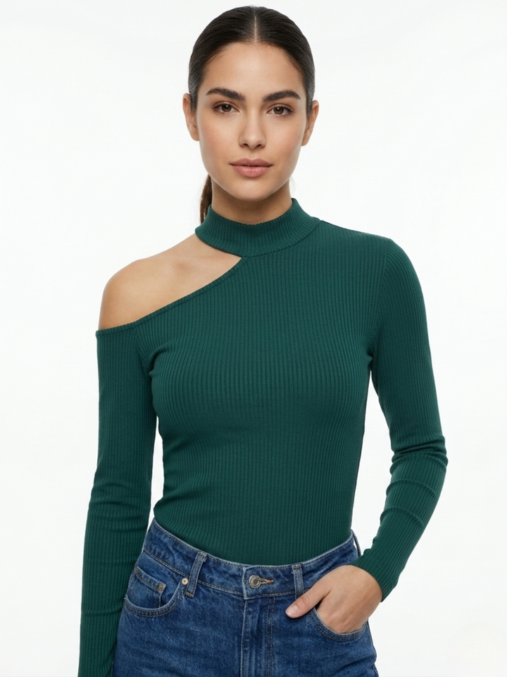 POLO ASIMETRICO MANGA LARGA SILVANA VERDE