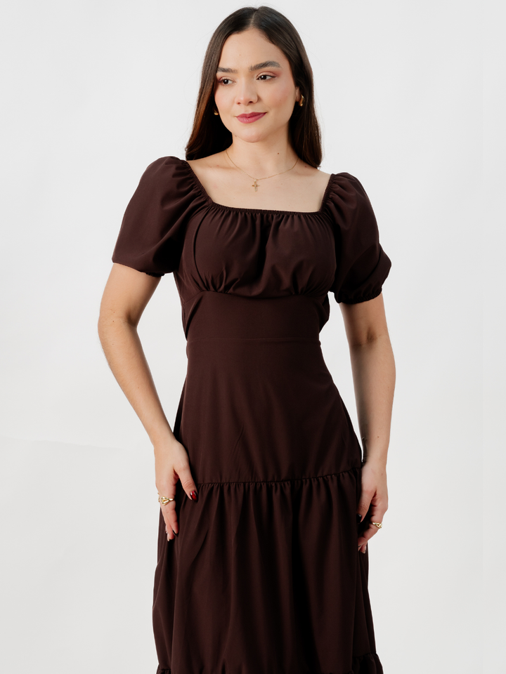 VESTIDO CASUAL LARGO TATIANA MARRON