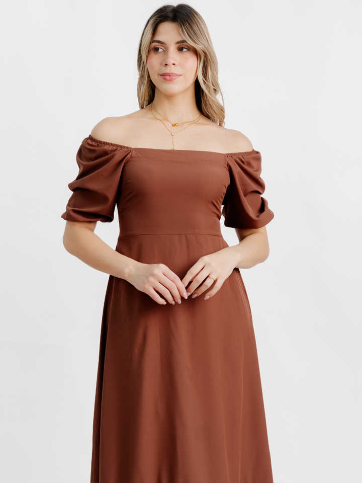 VESTIDO CASUAL LARGO FABIA CHOCOLATE