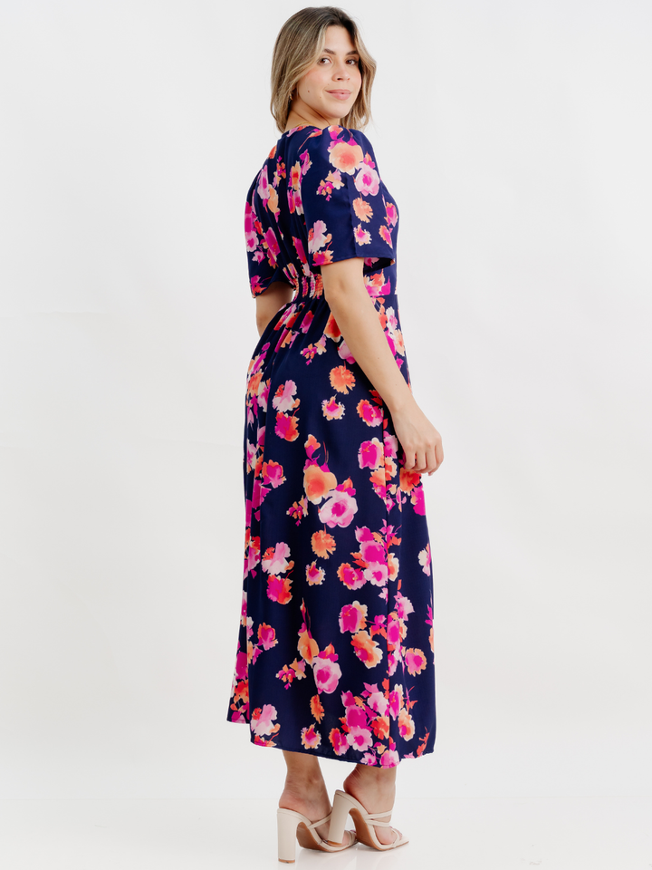 VESTIDO CASUAL LARGO LISA AZUL