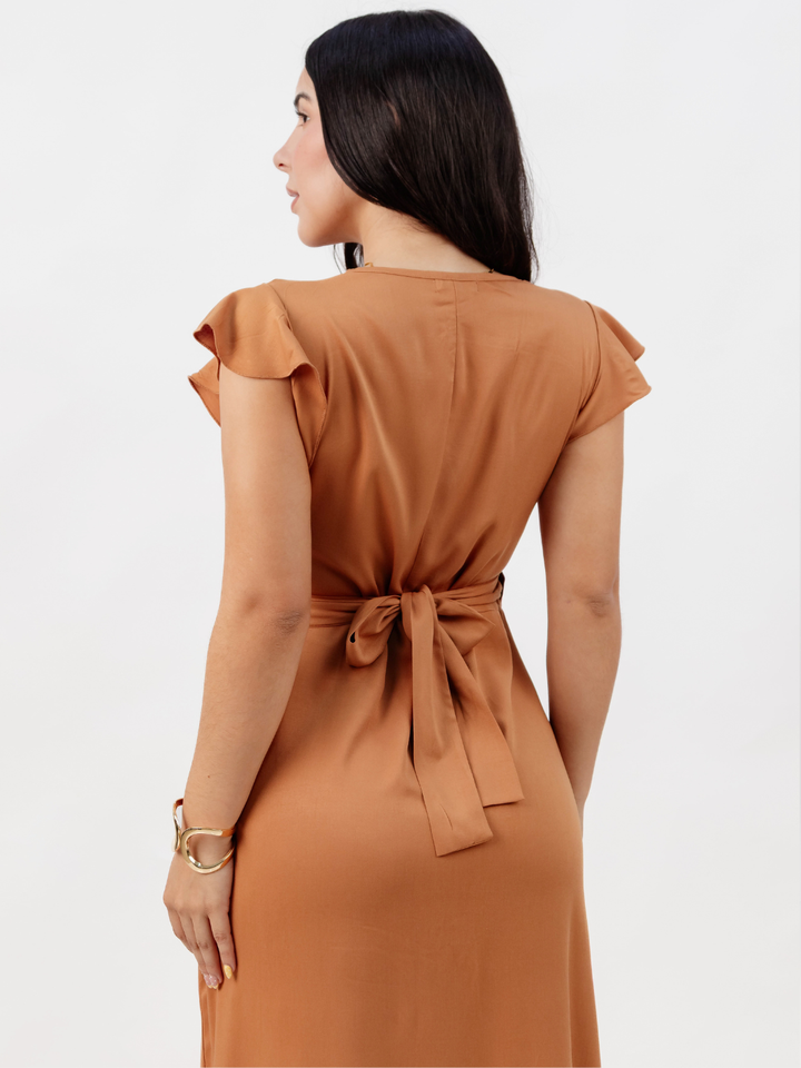 VESTIDO ENVOLVENTE MICAELA CAMEL