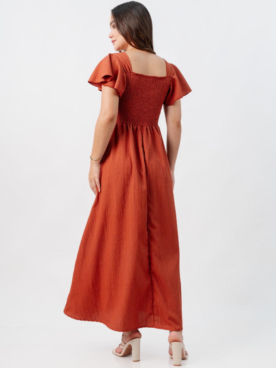 VESTIDO LARGO CORTE A BRENDA RUST