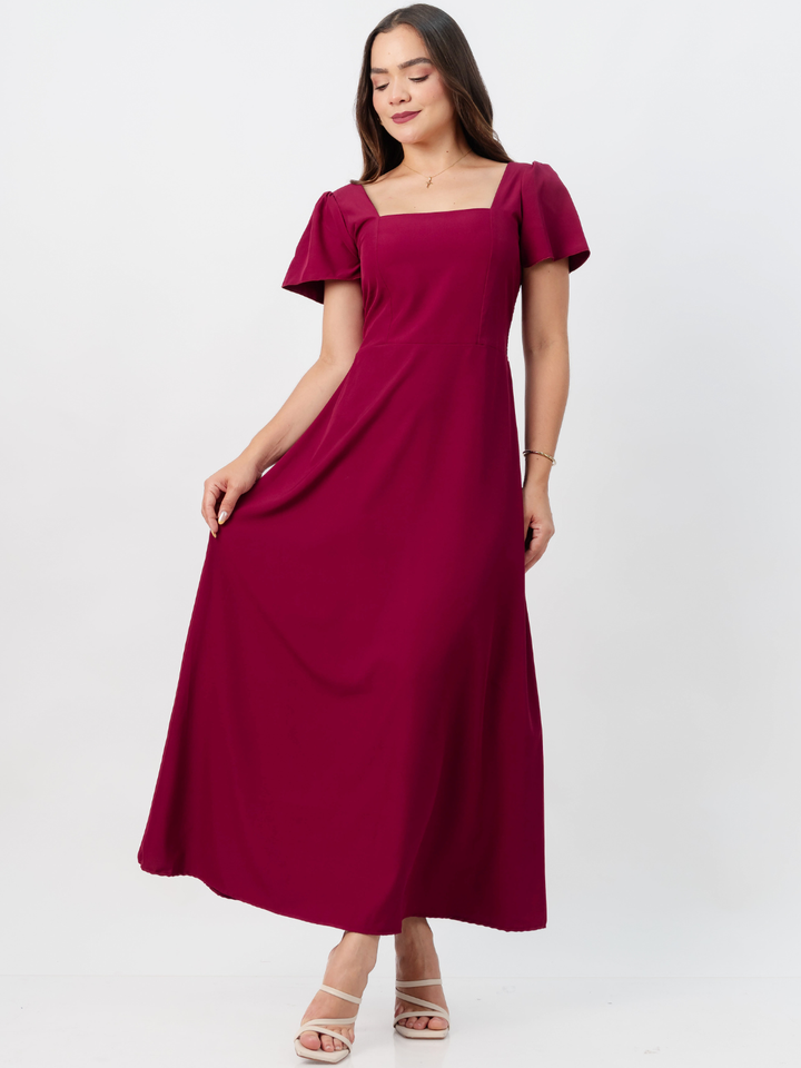 VESTIDO CASUAL LARGO AMELIA VINO