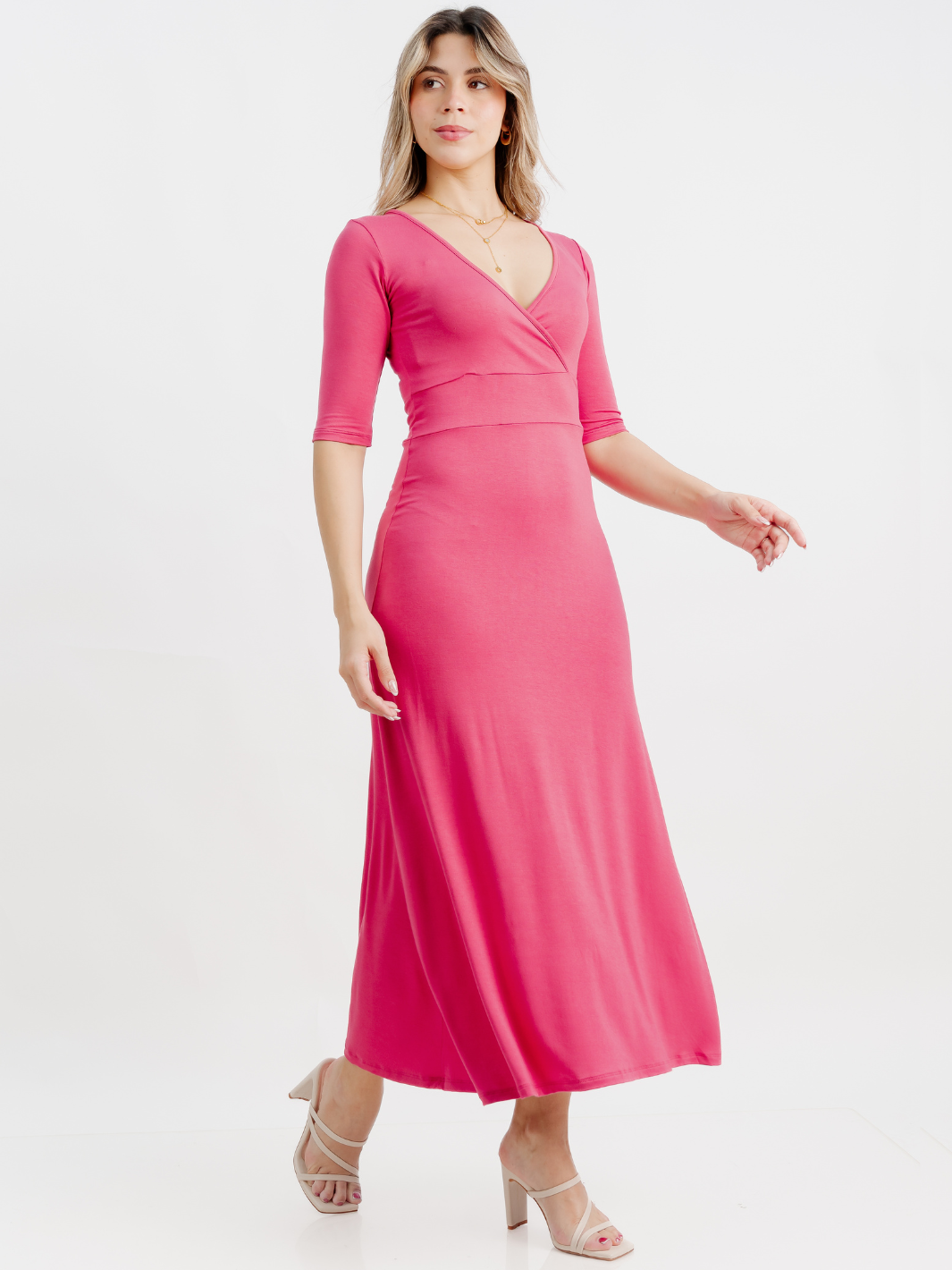 VESTIDO CON MANGA 3/4 LARA GRANATE