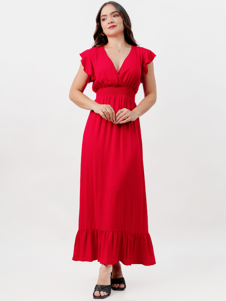 VESTIDO CASUAL LARGO SAYURI ROJO