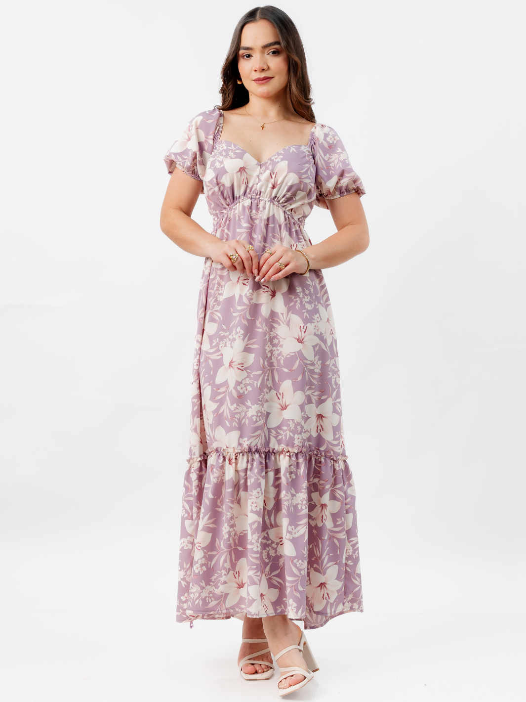 VESTIDO CASUAL LARGO CON BOBO SORAYA LILA