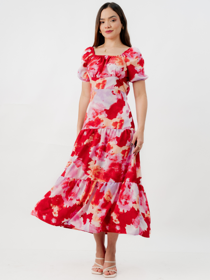 VESTIDO CASUAL LARGO TATIANA ROJO