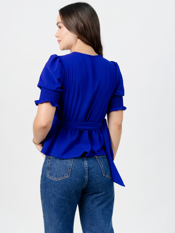 BLUSA PEPLUM ENVOLVENTE JACKIE AZULINO