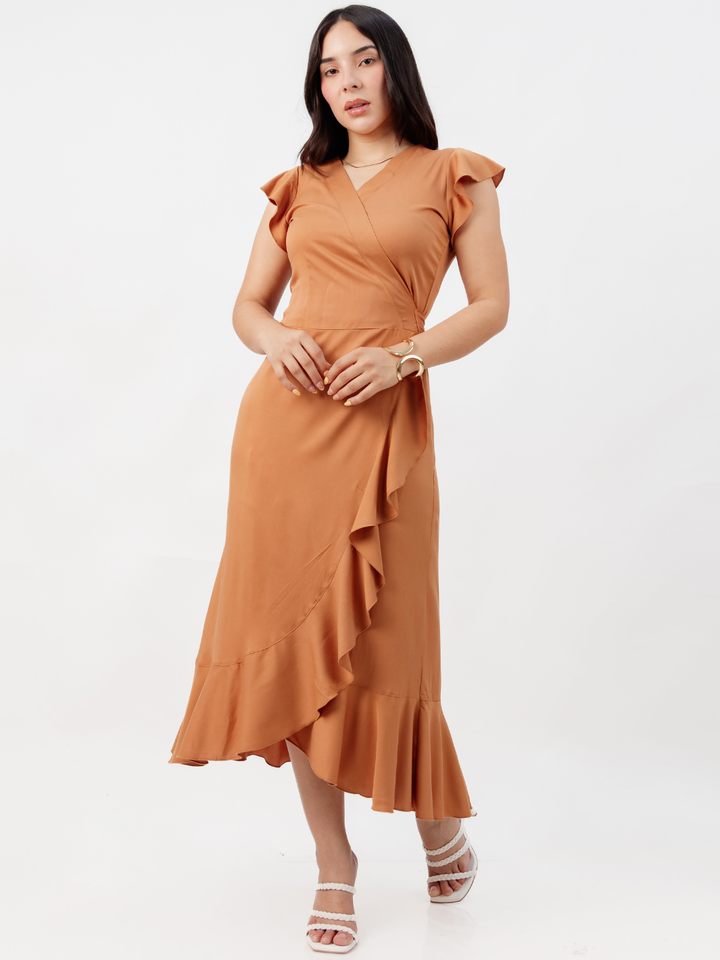 VESTIDO ENVOLVENTE MICAELA CAMEL