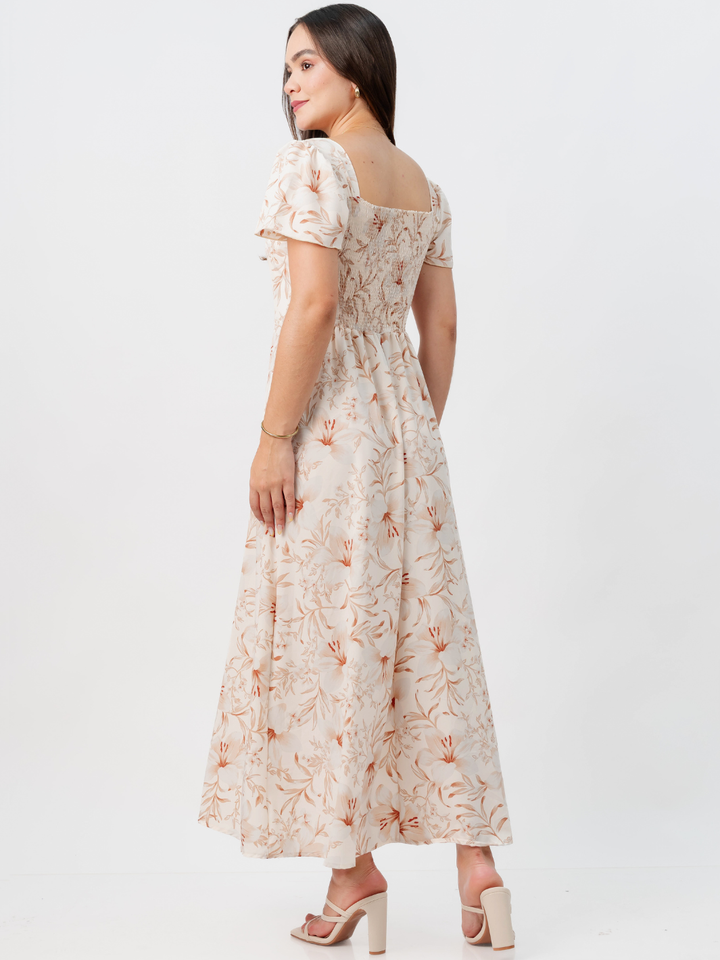 VESTIDO CASUAL LARGO AMELIA PERLA FLOREADO