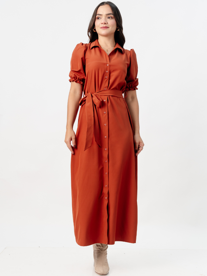 VESTIDO CAMISERO CON CINTURON ASIA RUST