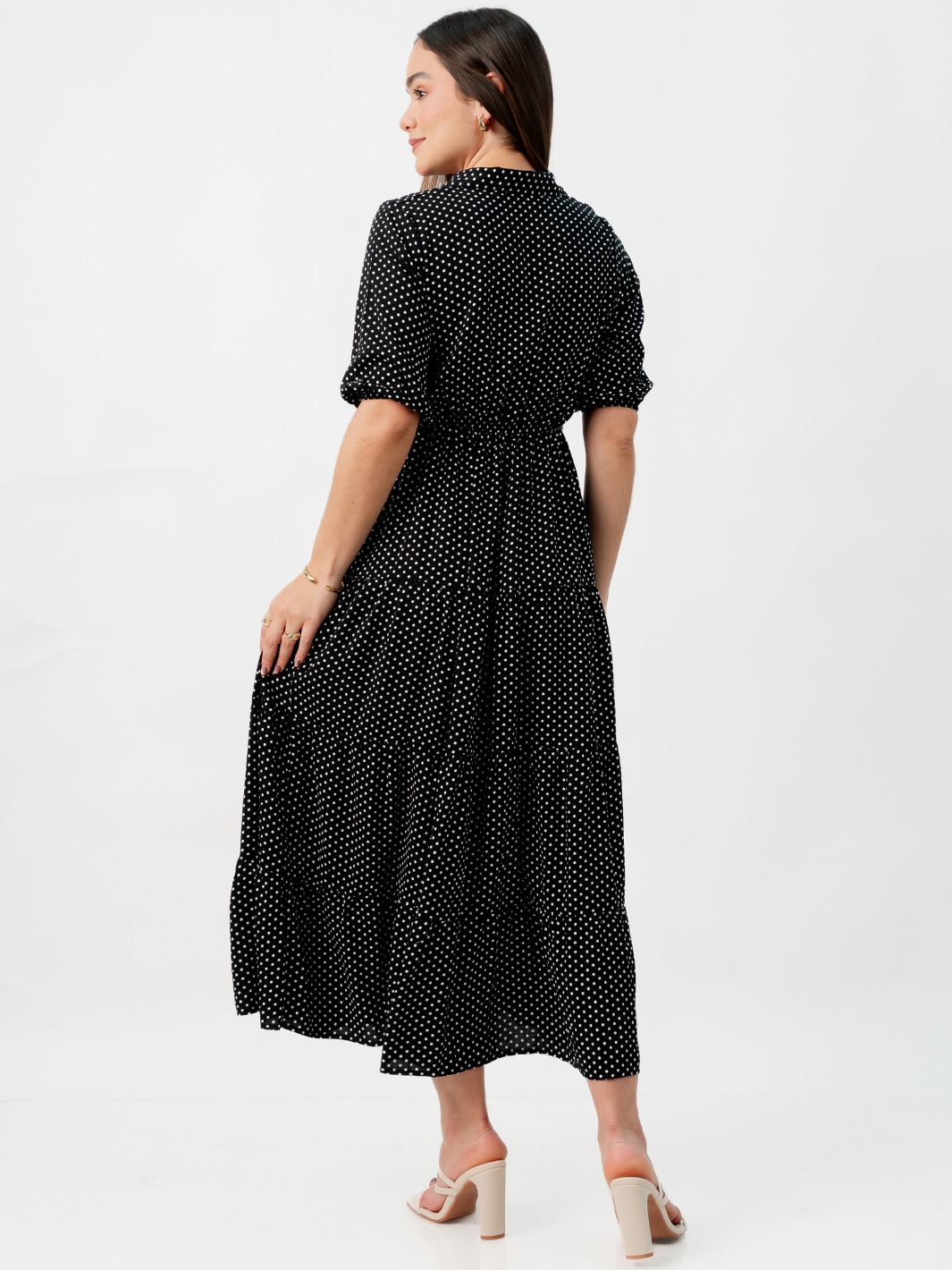 VESTIDO CAMISERO CON FALDA EN TIEMPOS ZAMIRA NEGRO