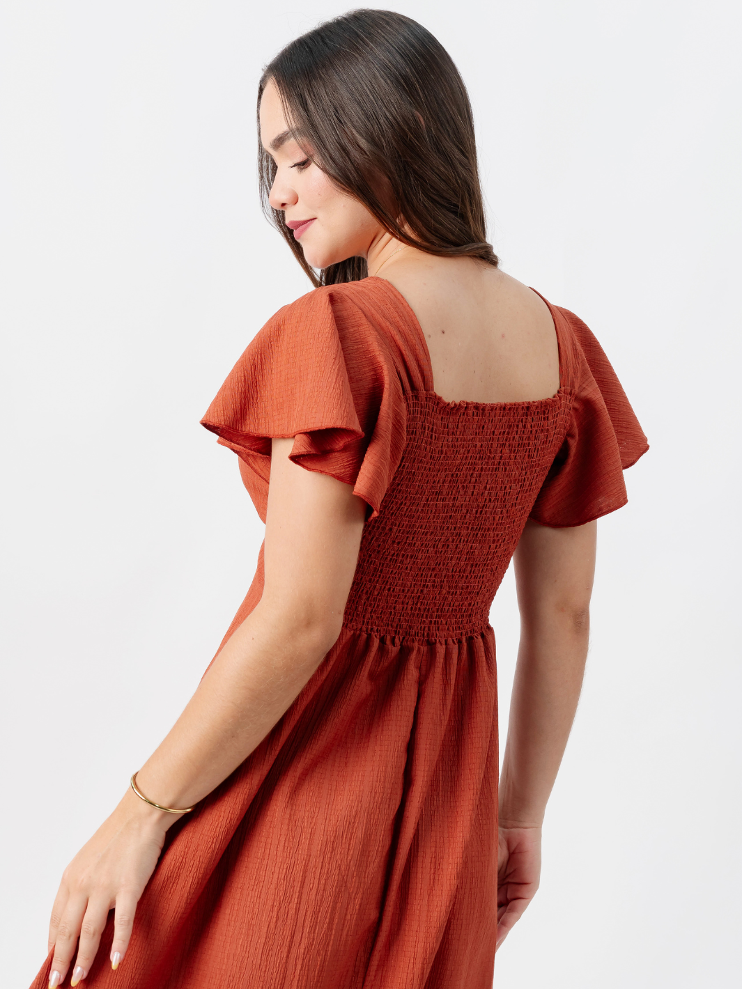 VESTIDO LARGO CORTE A BRENDA RUST