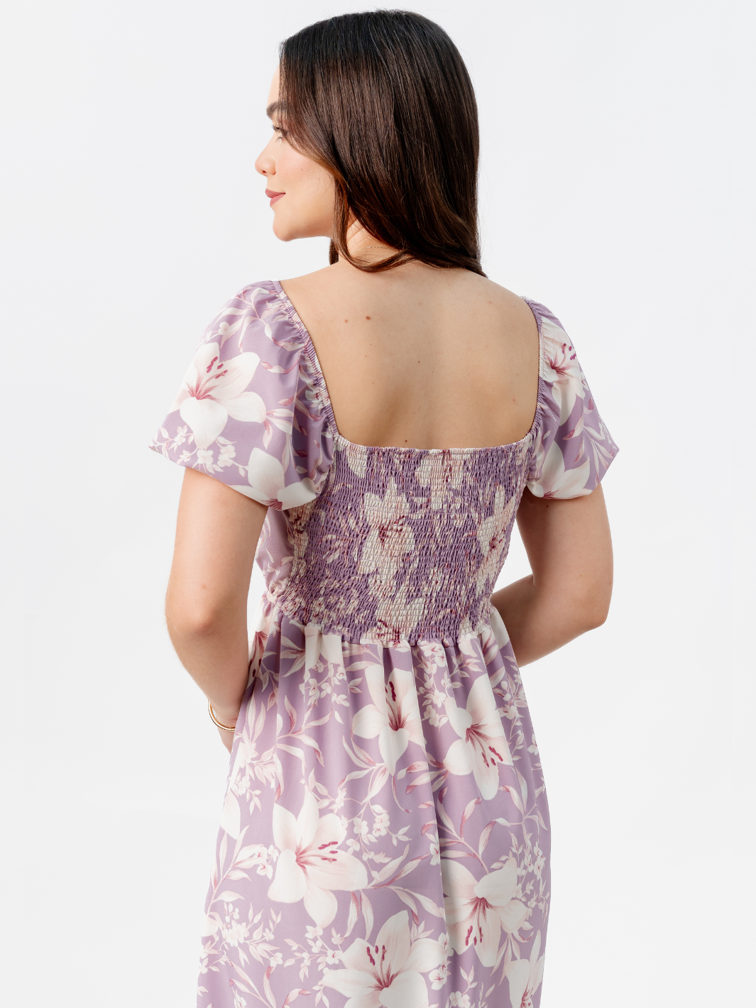 VESTIDO CASUAL LARGO CON BOBO SORAYA LILA