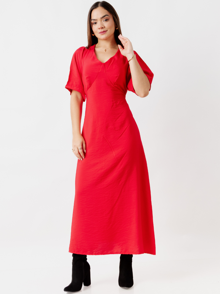 VESTIDO CASUAL LARGO BRIGITTE ROJO