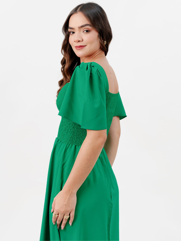 VESTIDO CASUAL LARGO LUCRECIA VERDE PERICO