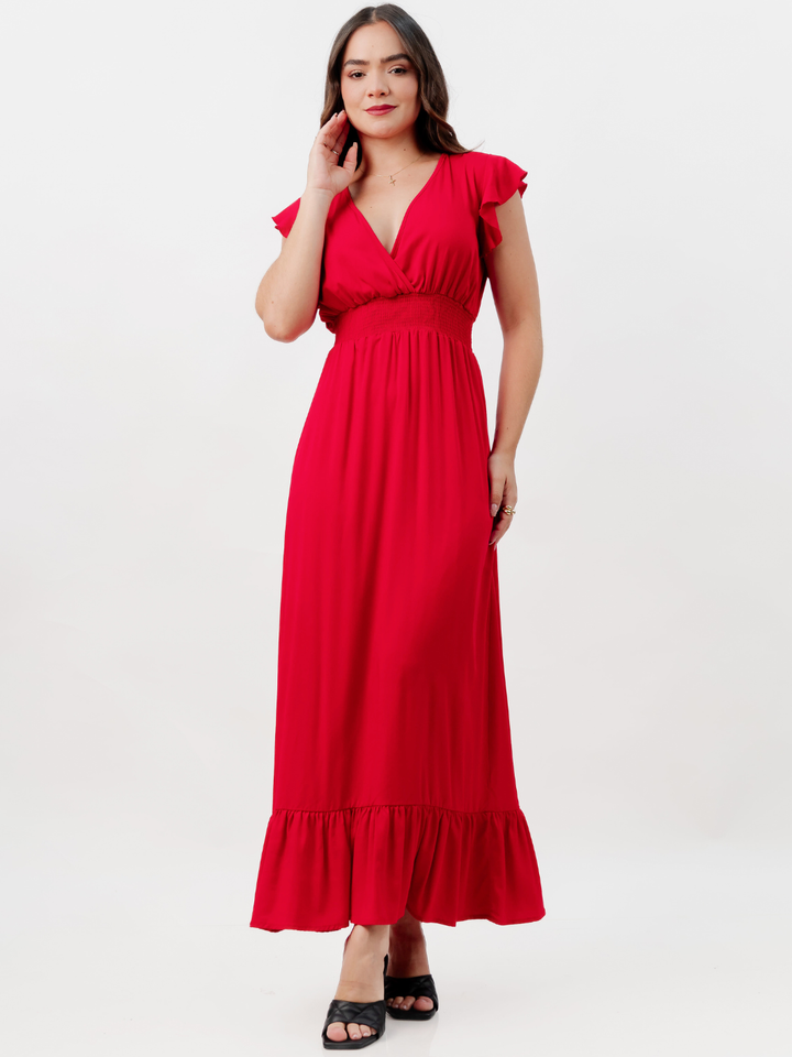 VESTIDO CASUAL LARGO SAYURI ROJO