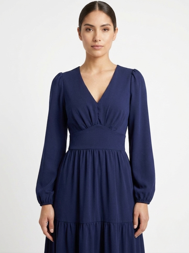 VESTIDO CASUAL CON FALDA EN TIEMPOS MEILYN AZUL
