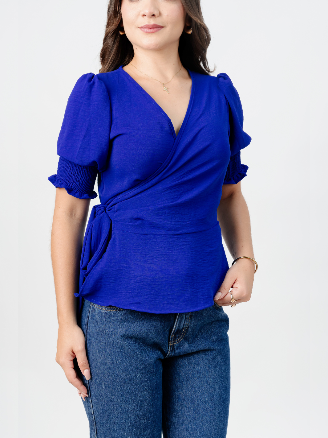 BLUSA PEPLUM ENVOLVENTE JACKIE AZULINO