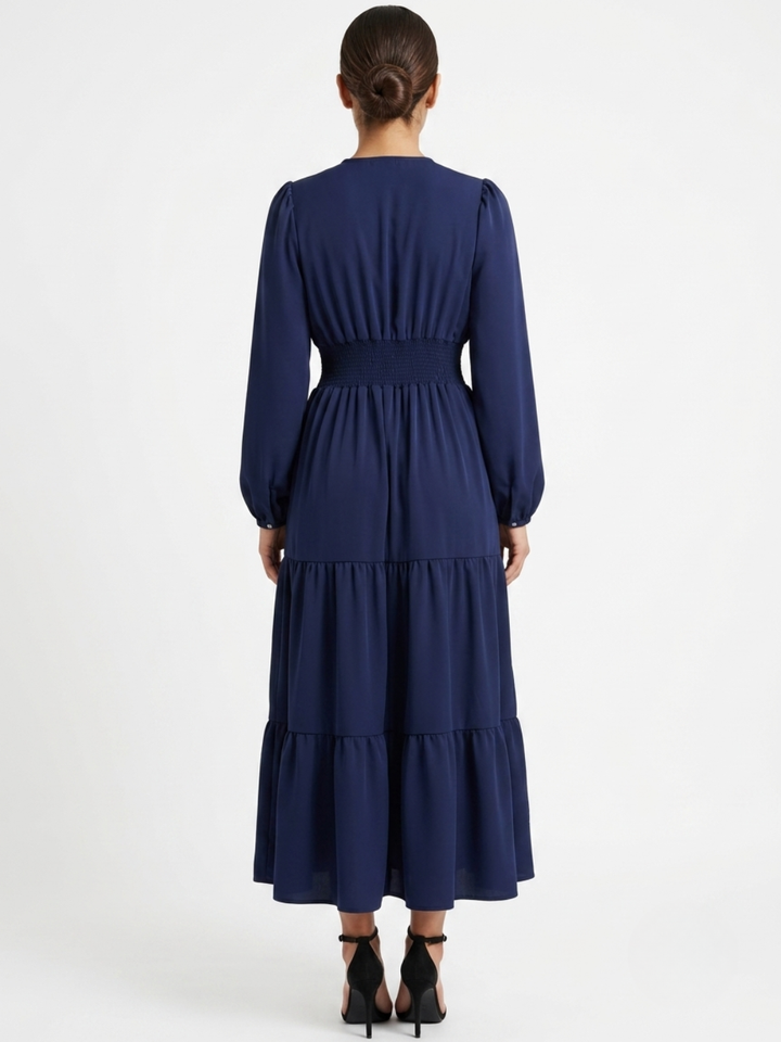 VESTIDO CASUAL CON FALDA EN TIEMPOS MEILYN AZUL