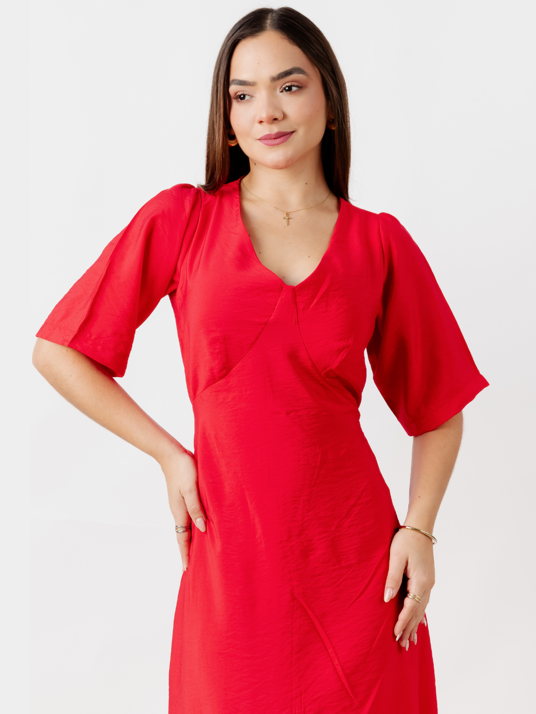 VESTIDO CASUAL LARGO BRIGITTE ROJO