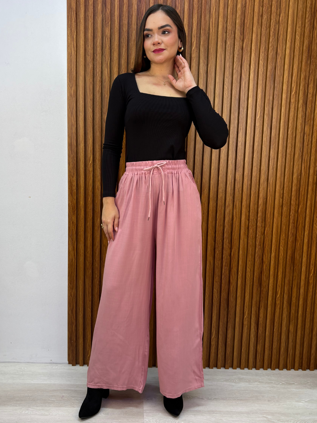 PANTALON PALAZZO ZENDAYA PALO ROSA