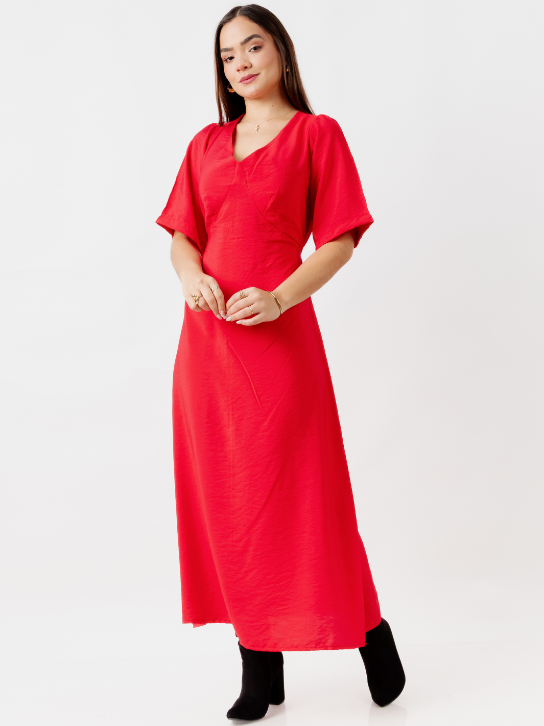 VESTIDO CASUAL LARGO BRIGITTE ROJO