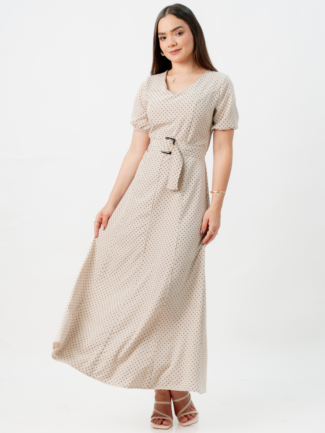 VESTIDO CASUAL LARGO EN CORTE A FERGIE NUDE