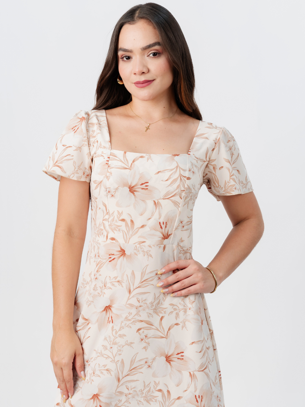 VESTIDO CASUAL LARGO AMELIA PERLA FLOREADO