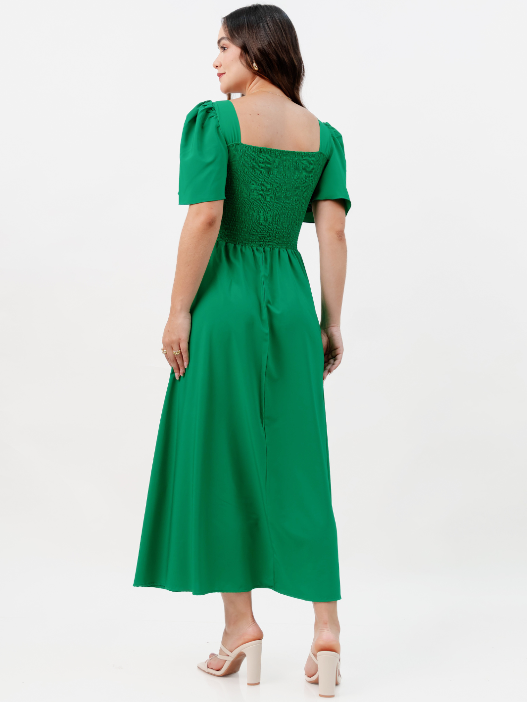 VESTIDO CASUAL LARGO LUCRECIA VERDE PERICO