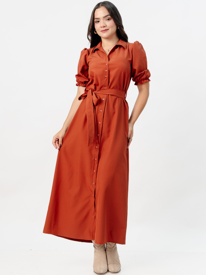 VESTIDO CAMISERO CON CINTURON ASIA RUST