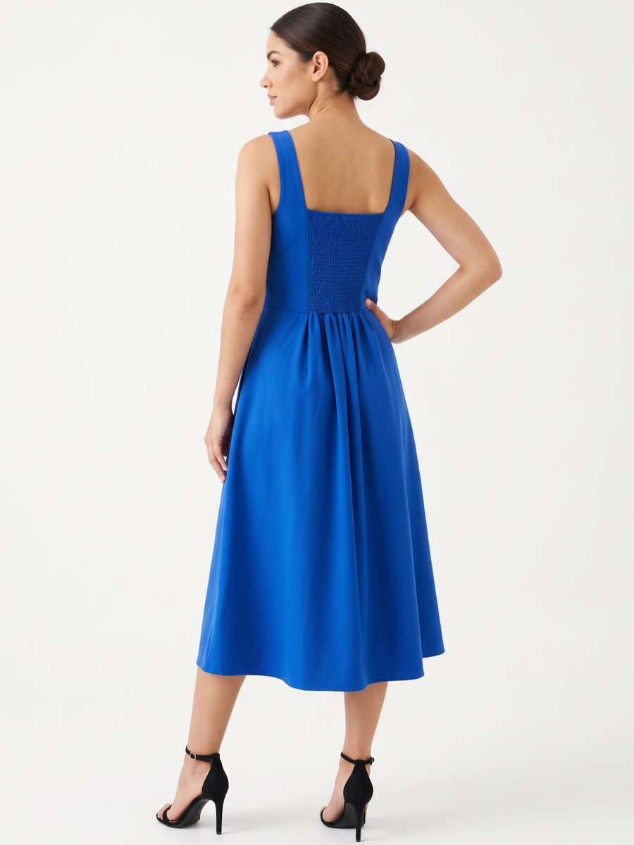 VESTIDO MIDI EN CORTE A SALLY AZULINO – HUBA