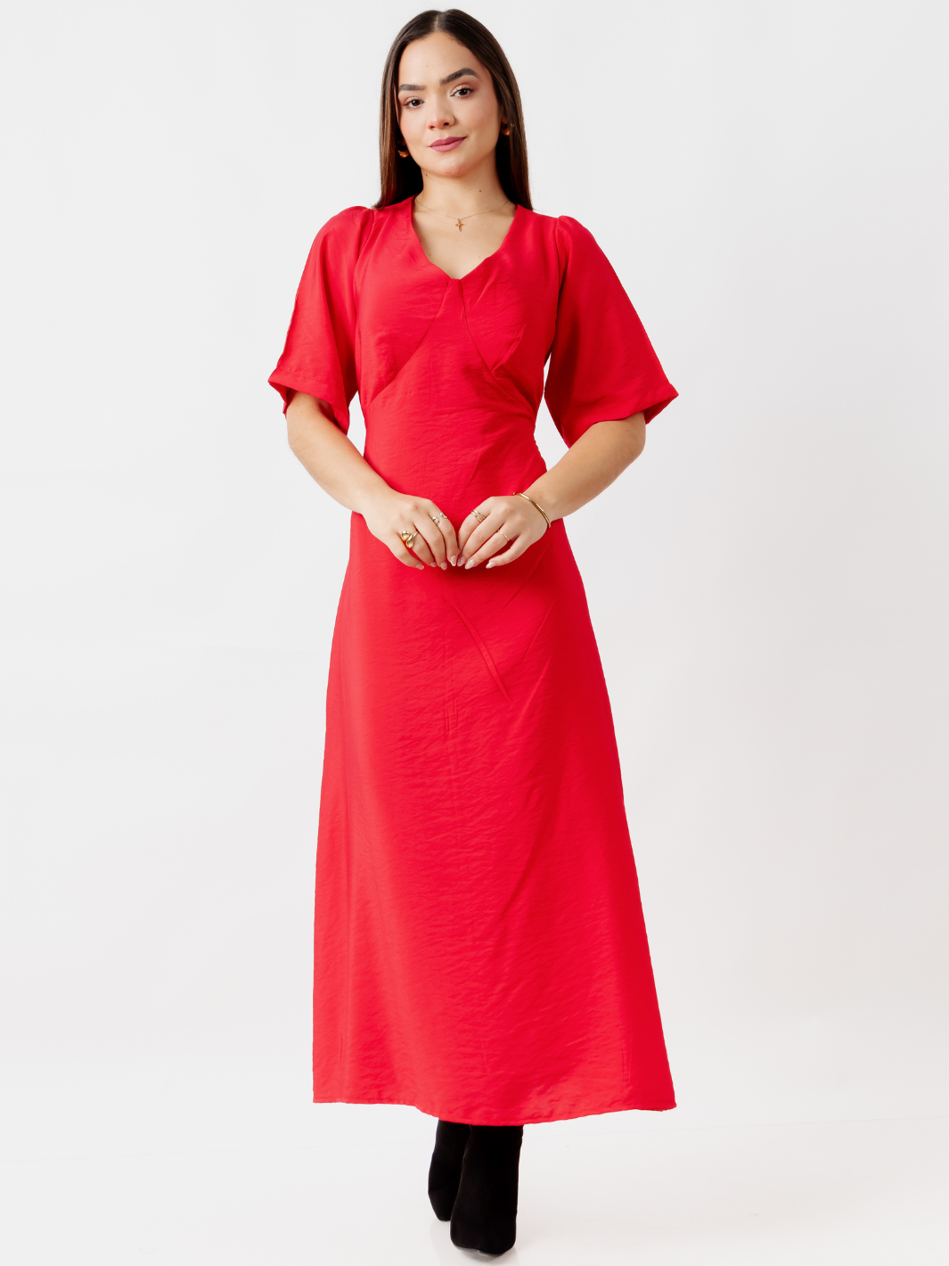 VESTIDO CASUAL LARGO BRIGITTE ROJO