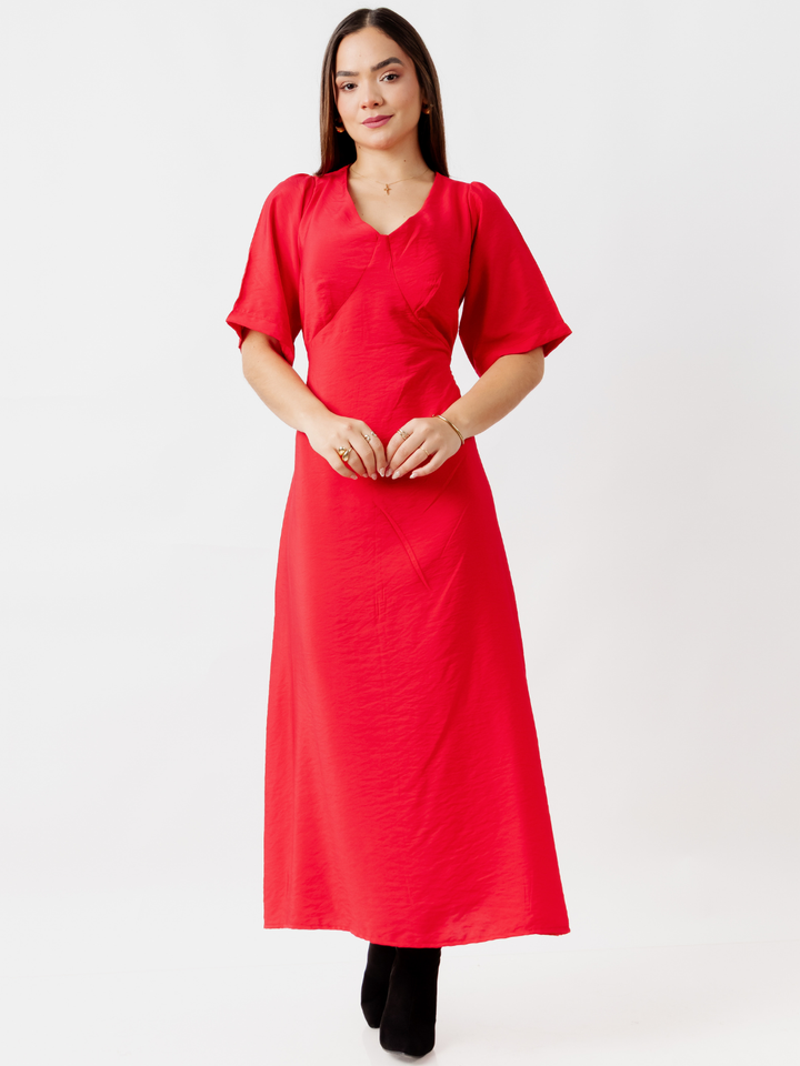 VESTIDO CASUAL LARGO BRIGITTE ROJO