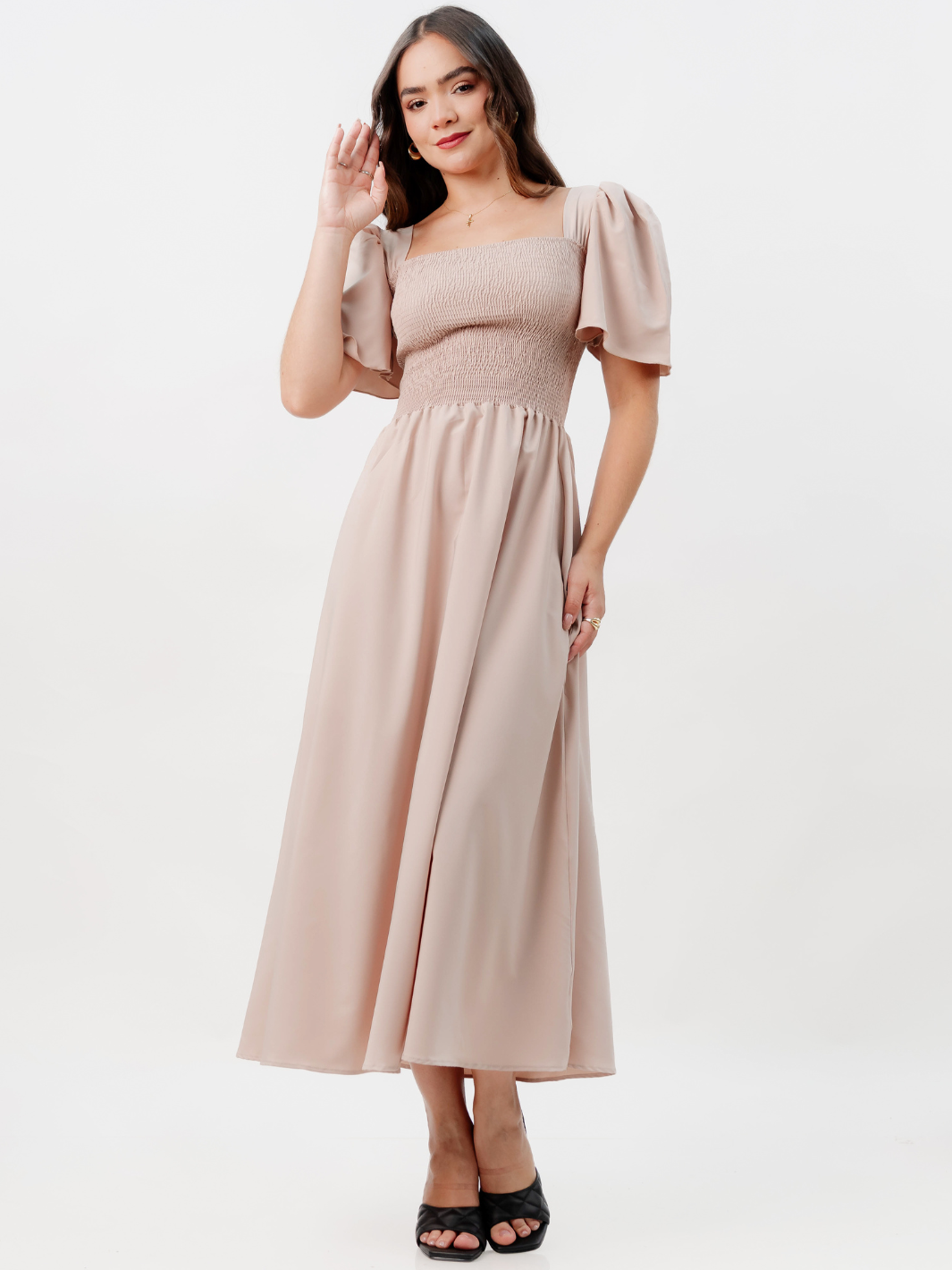 VESTIDO CASUAL LARGO LUCRECIA NUDE