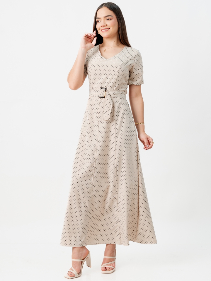 VESTIDO CASUAL LARGO EN CORTE A FERGIE NUDE