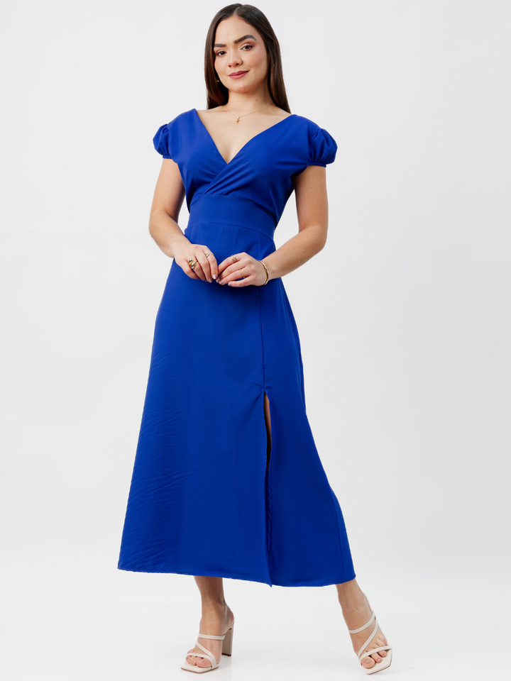 VESTIDO CASUAL LARGO CRISS AZULINO