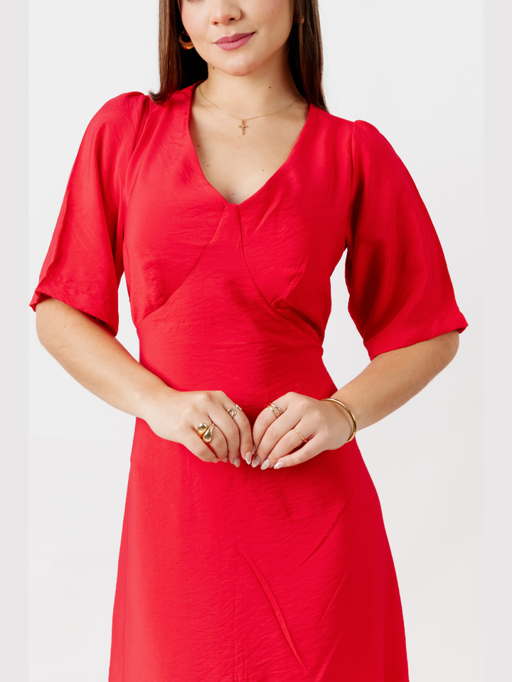 VESTIDO CASUAL LARGO BRIGITTE ROJO
