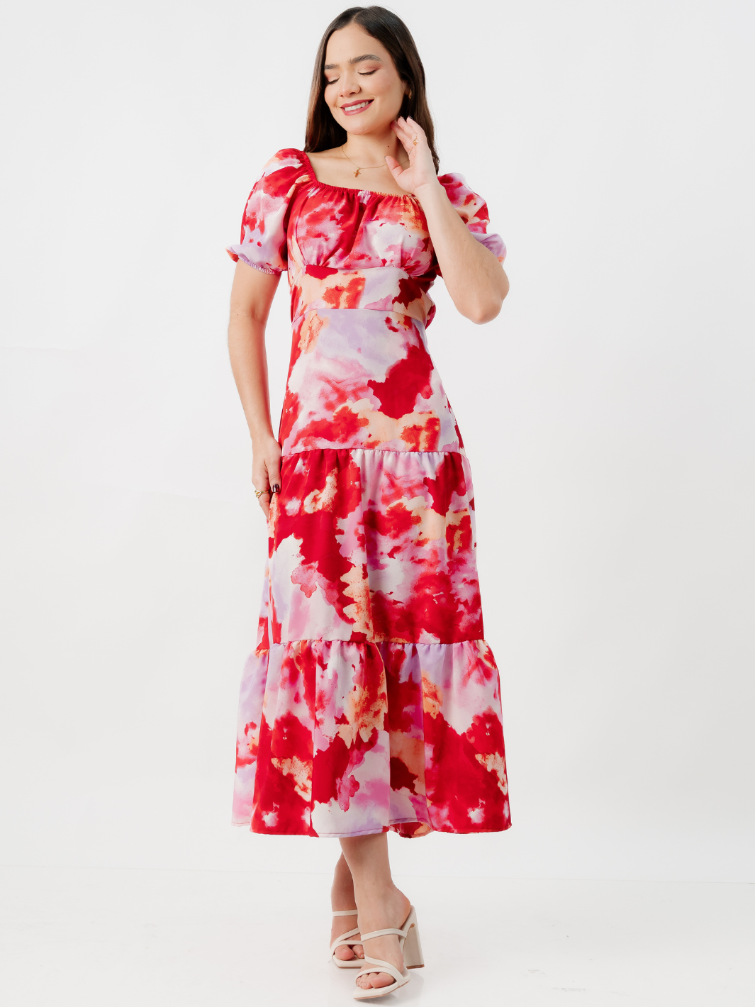 VESTIDO CASUAL LARGO TATIANA ROJO