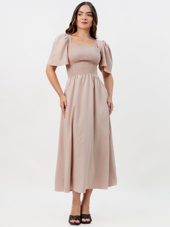 VESTIDO CASUAL LARGO LUCRECIA NUDE