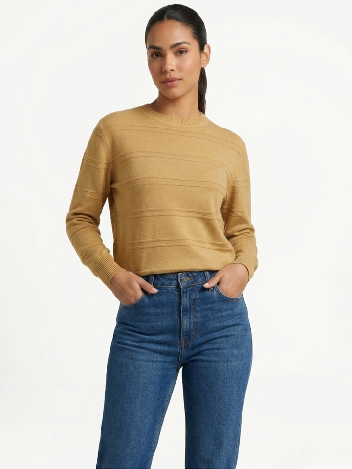 CHOMPA TEJIDA CON CUELLO REDONDO CANI CAMEL
