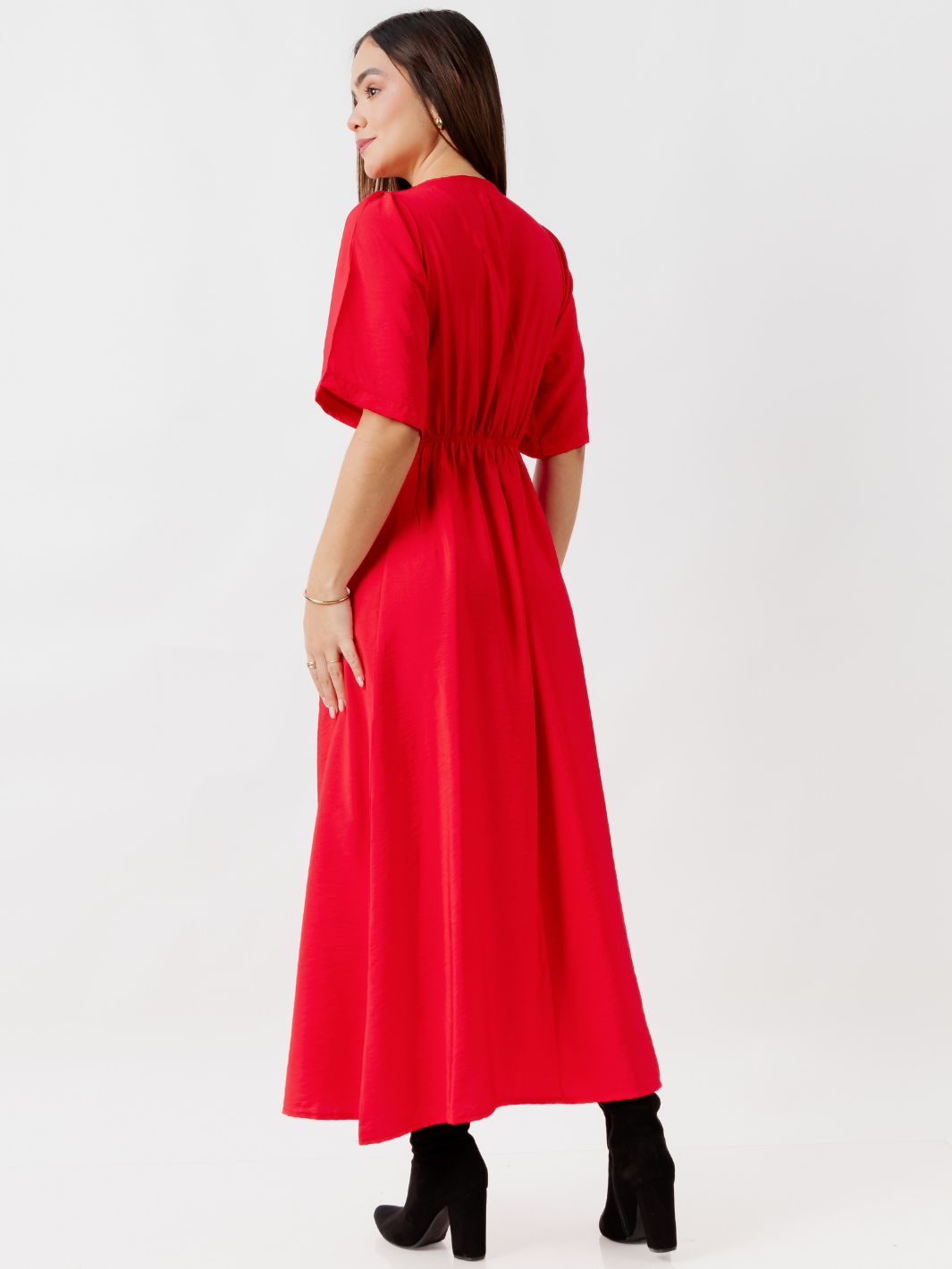 VESTIDO CASUAL LARGO BRIGITTE ROJO