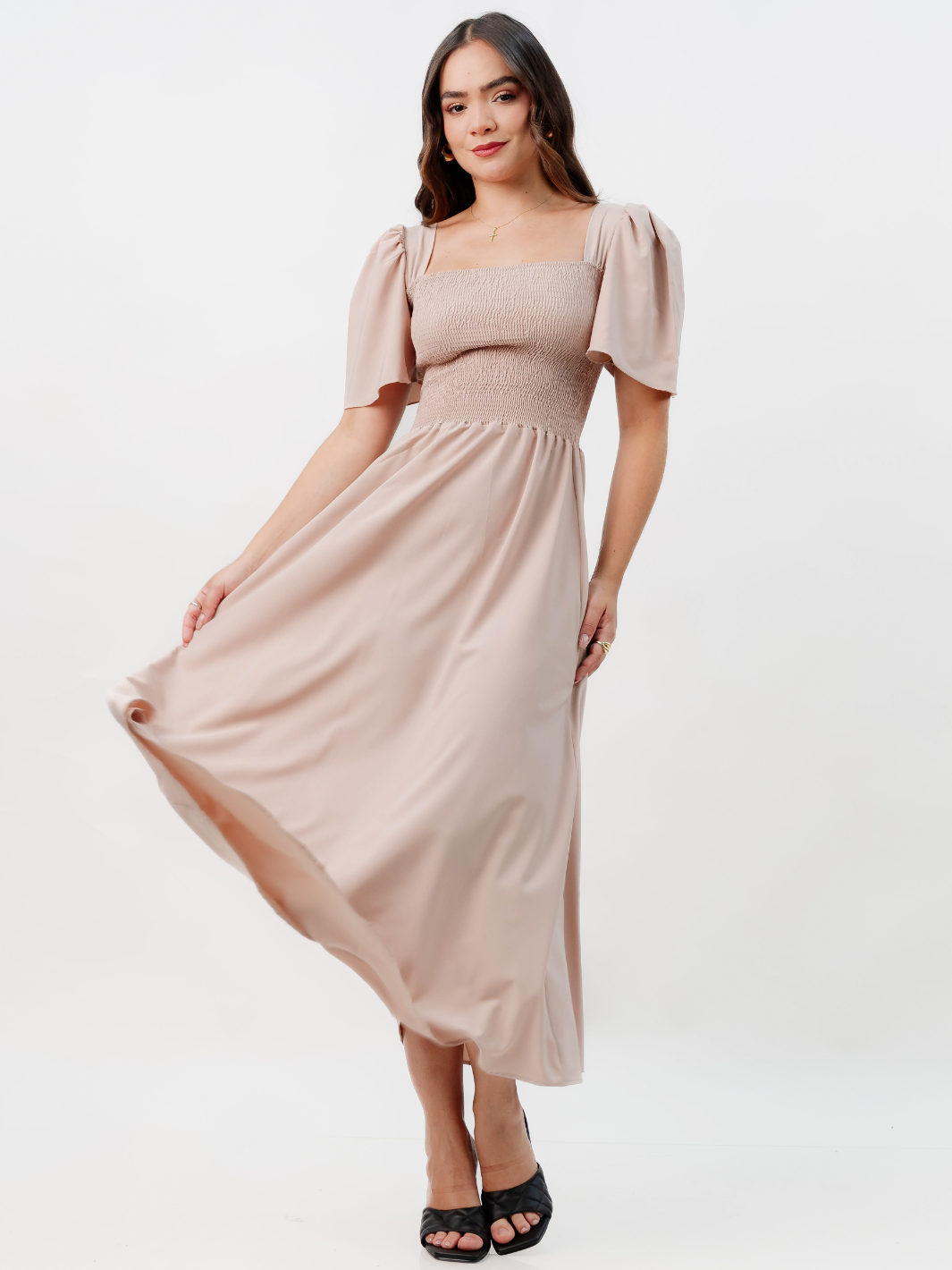 VESTIDO CASUAL LARGO LUCRECIA NUDE
