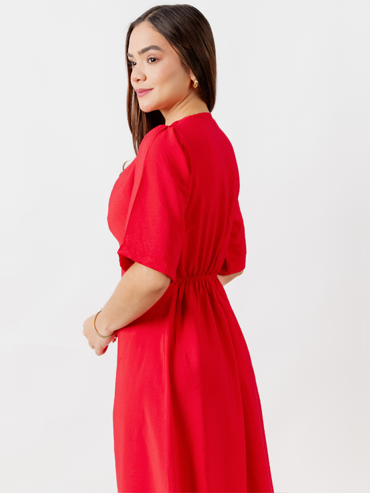 VESTIDO CASUAL LARGO BRIGITTE ROJO