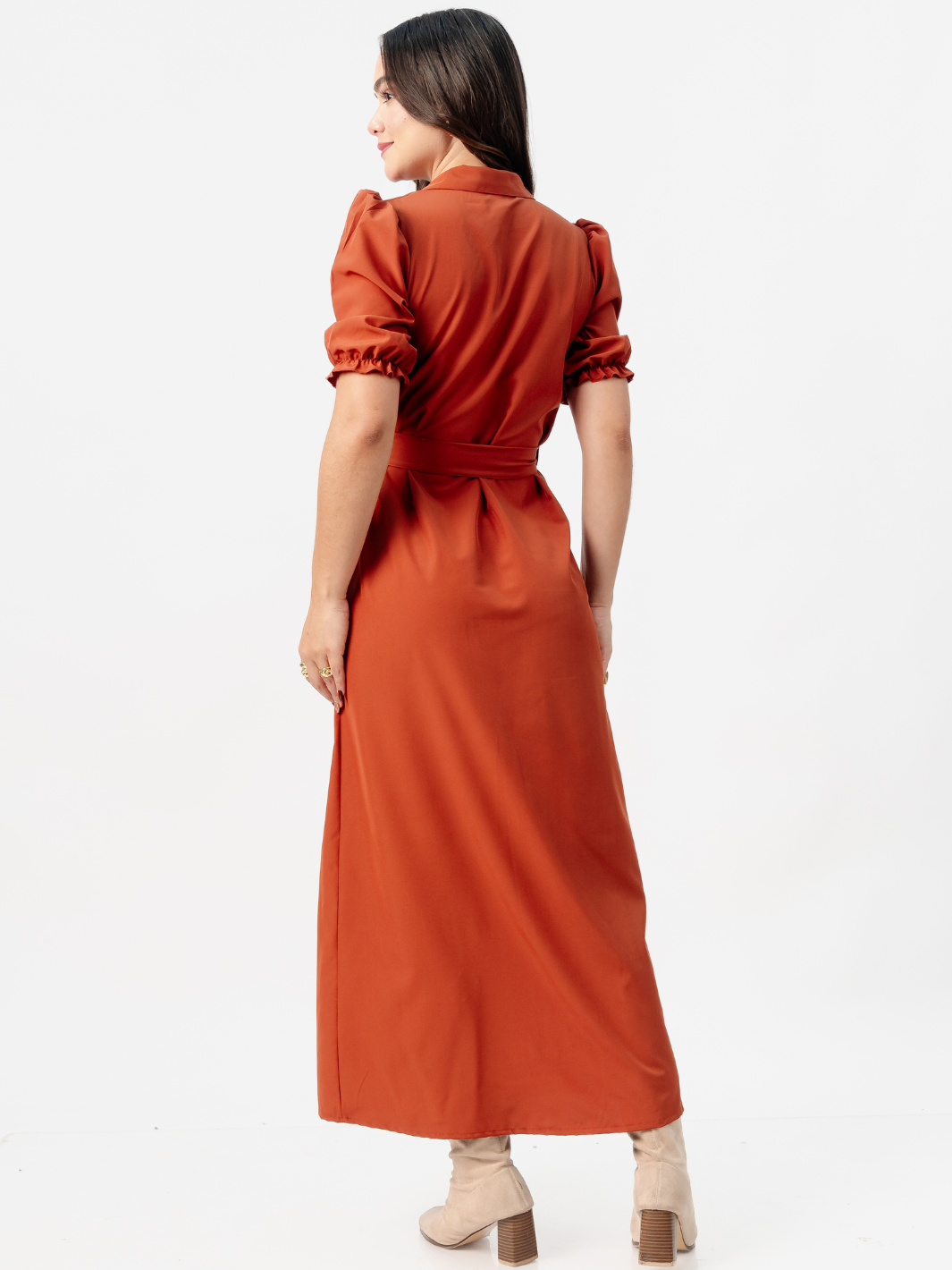 VESTIDO CAMISERO CON CINTURON ASIA RUST