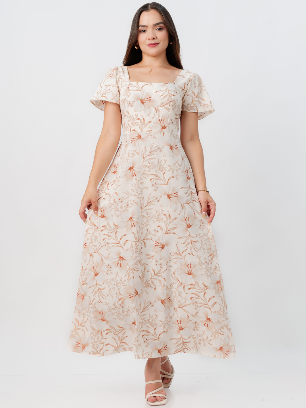 VESTIDO CASUAL LARGO AMELIA PERLA FLOREADO